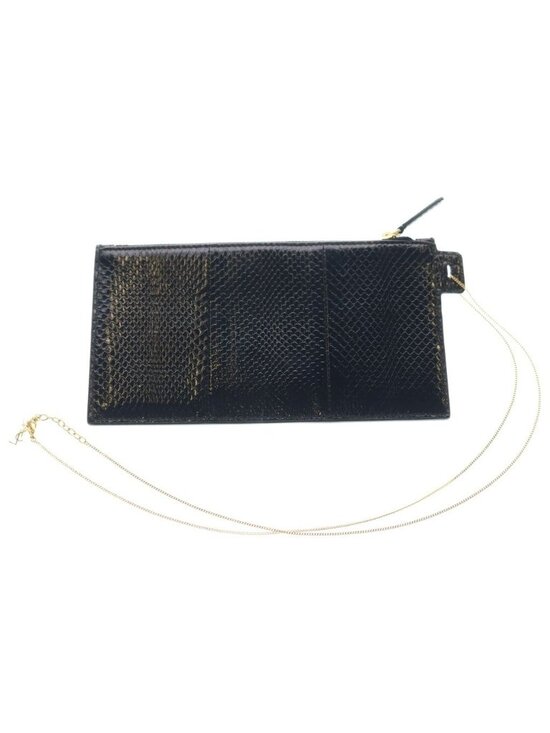 Yves Saint Laurent SAINT LAURENT PARIS YSL Logo Metal  Saint Laurent Paris YSL Pouch Chain Pochette Black Leather